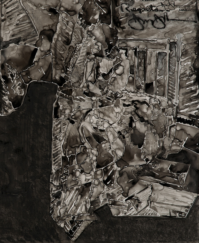 Jasper Johns. Untitled (detail). 2013. Ink on plastic, 27 1/2 × 36" (69.9 × 91.4 cm). The Museum of Modern Art, New York. Promised gift from a private collection. © Jasper Johns/Licensed by VAGA, New York, NY. Photo: Jerry Thompson
