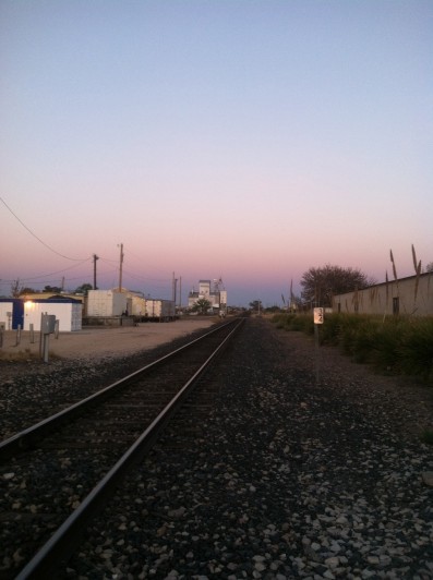Sunset over the Marfa train tracks