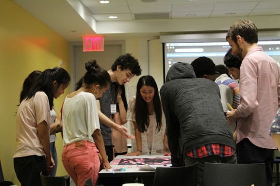 Participants putting together our dream and inspiration words with guest artist Eli Dvorkin