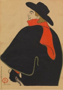 Henri de Toulouse-Lautrec. Aristide Bruant in his Cabaret (Aristide Bruant dans son cabaret). 1893. Lithograph. Sheet: 53 3/4 x 37 15/16" (136 x 96.3 cm). The Museum of Modern Art, New York. Gift of Emilio Sanchez