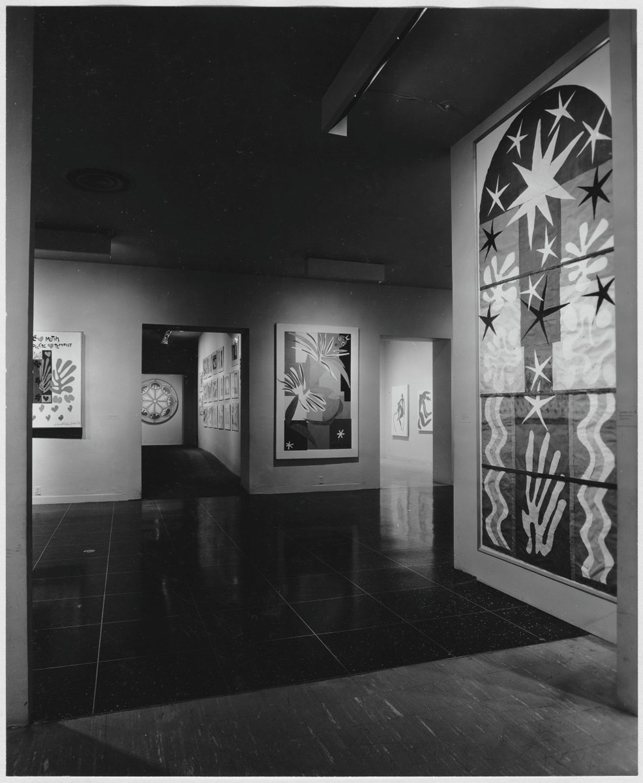 Installation view of the exhibition The Last Works of Matisse: Large Cut Gouaches, 1961. Photographic Archive. The Museum of Modern Art Archives, New York