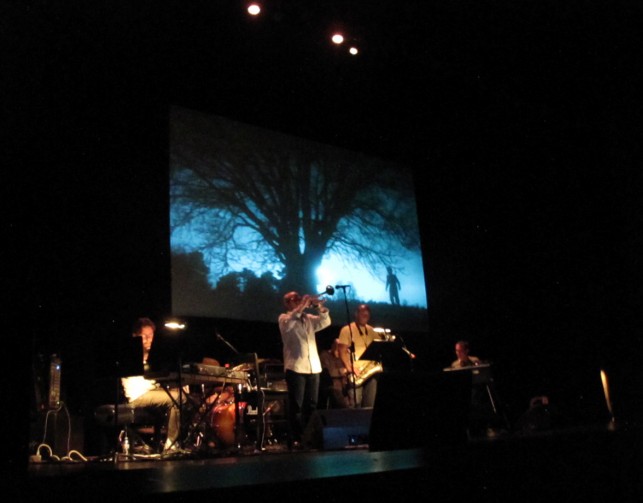 Bill Morrison. Spark of Being. 2010. Performed by Dave Douglas & Keystone at Memorial Auditorium, Stanford University, April 24, 2010. Photo: © 2010 Laurie Olinder