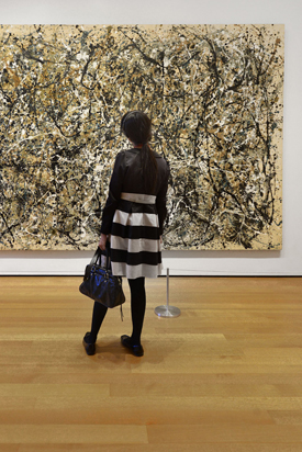 Shown: Jackson Pollock. One: Number 31, 1950. 1950. Oil and enamel paint on canvas, 8' 10" x 17' 5 5/8" (269.5 x 530.8 cm). The Museum of Modern Art, New York. Sidney and Harriet Janis Collection Fund (by exchange). © 2014 Pollock-Krasner Foundation/Artists Rights Society (ARS), New York. Photo: Martin Seck