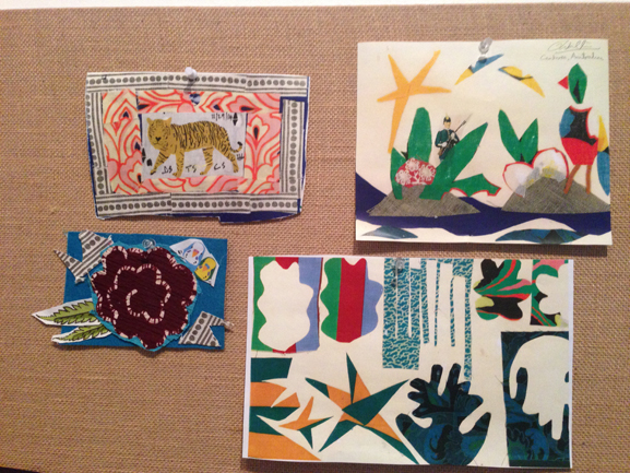 Visitors' collages made as part of Elaine Reichek’s interactive installation “Le Métier de Matisse.” Photo: Alison Burstein, 2014