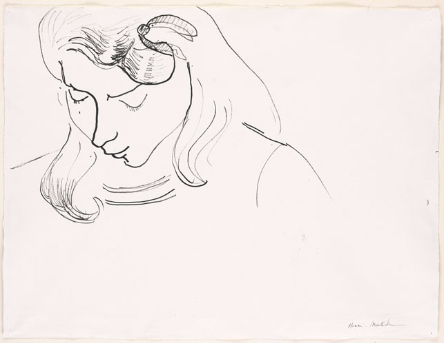 Henri Matisse (French, 1869–1954). Marguerite Reading. c. 1906. Ink on paper, 15 5/8 x 20 1/2" (39.7 x 52.1 cm). Acquired through the Lillie P. Bliss Bequest, 1953. © 2015 Succession H. Matisse, Paris/Artists Rights Society (ARS), New York
