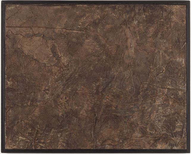 Jean Dubuffet. Baptism of Fire (Baptême du feu). 1959. Pasted leaves with oil on paper, mounted on board, 21 5/8 x 27 1/8" (54.9 x 68.9 cm). The Museum of Modern Art, New York. The Sidney and Harriet Janis Collection, 1967. Photograph by The Museum of Modern Art, New York. © 2015 Artists Rights Society (ARS), New York/ADAGP, Paris