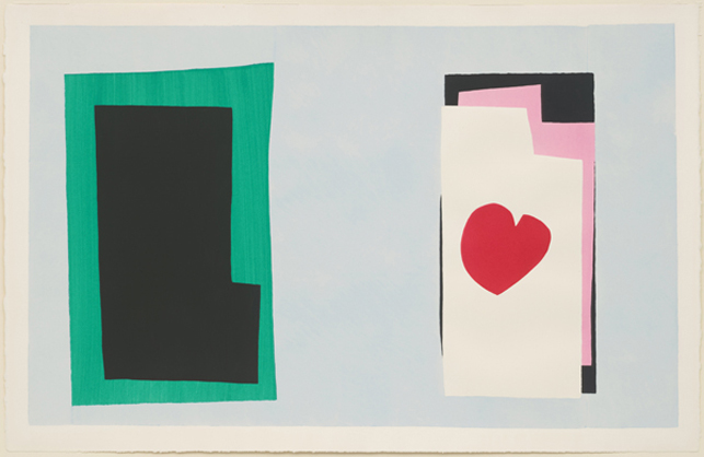 Henri Matisse. The Heart (Le Coeur) from Jazz. 1947. One from a portfolio of 20 pochoirs, composition (irreg.): 14 13⁄16 × 24" (37.7 × 61 cm); sheet: 16 9⁄16 × 25 11⁄16" (42.1 × 65.3 cm). Gift of the artist. © 2015 Succession H. Matisse/Artists Rights Society (ARS), New York