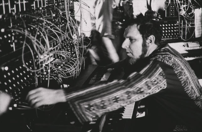 Herb Deutsche performs at on the Moog Synthesizer during the Jazz in the Garden program, The Museum of Modern Art, August 28, 1969. Photographer: Peter Moore. Photographic Archive. The Museum of Modern Art Archives, New York