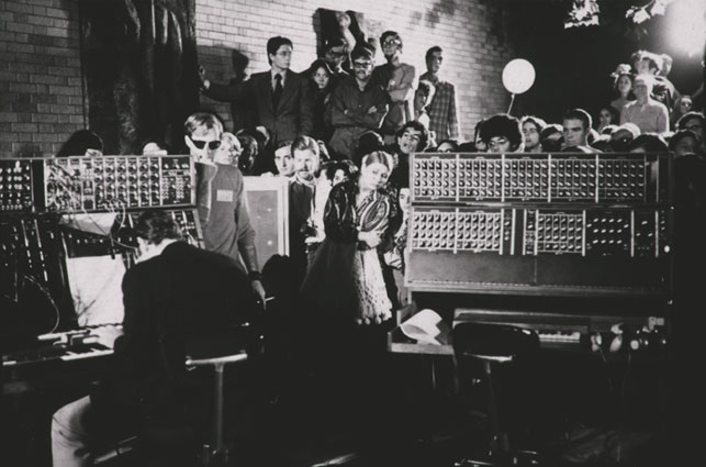 View of the concert performed by Robert Moog and the Moog Synthesizer, part of the Jazz in the Garden series, The Museum of Modern Art, August 28, 1969. Photographer: Peter Moore. Photographic Archive. The Museum of Modern Art Archives, New York