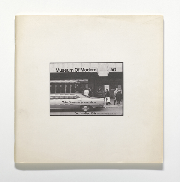Yoko Ono . Museum Of Modern (F)art. 1971. Exhibition catalogue, offset, 11 13⁄16 x 11 13⁄16 x 3⁄8" (30 x 30 x 1 cm). The Museum of Modern Art Library, New York. © 2015 Yoko Ono