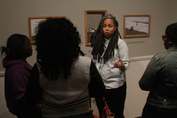 Shellyne Rodriguez leads a discussion with participants from Harlem Center for Education