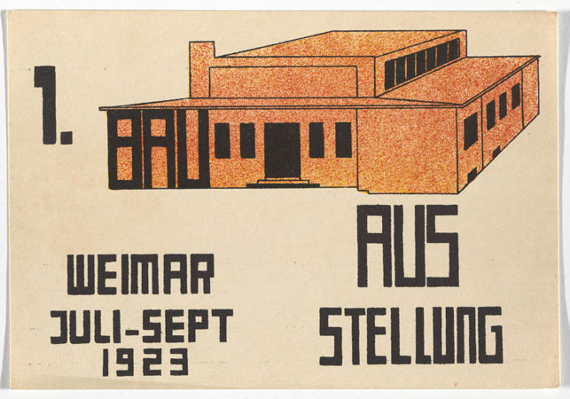 Paul Haberer. Bauhaus Ausstellung Weimar Juli–Sept, 1923, Karte 13. 1923. Lithograph, 3 15/16 x 5 7/8 "  (10 × 15 cm). Committee on Architecture and Design Funds. Photo: John Wronn