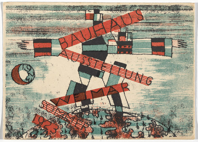 Ludwig Hirschfeld-Mack. Bauhaus Ausstellung Weimar Juli–Sept, 1923, Karte 15. 1923. Lithograph, 3 15/16 x 5 7/8 " (10 × 15 cm). Committee on Architecture and Design Funds. Photo: John Wronn