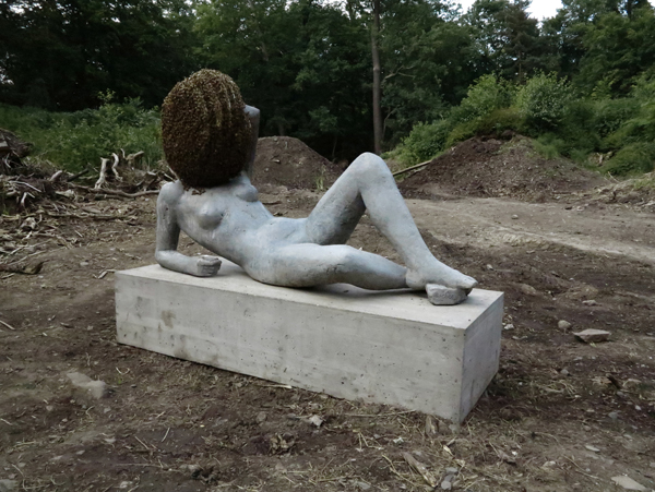 Pierre Huyghe. Untilled (Liegender Frauenakt) [Reclining female nude]. 2012. Concrete with beehive structure, wax, and live bee colony; figure: 29 1/2 x 57 1/16 x 17 11/16" (75 x 145 x 45 cm), base: 11 13/16 x 57 1/16 x 21 5/8" (30 x 145 x 55 cm), beehive dimensions variable. The Museum of Modern Art, New York. Purchase. © 2015 Pierre Huyghe. Photo: Pierre Huyghe