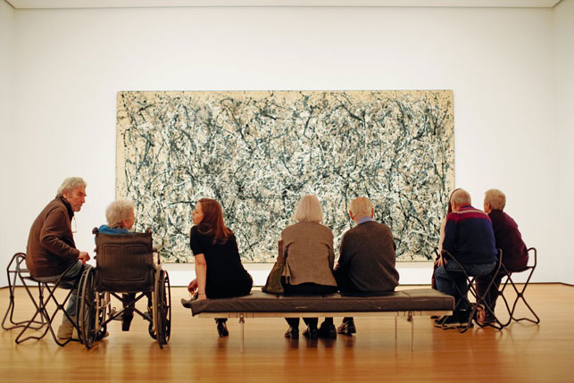A Meet Me at MoMA program for individuals with Alzheimer's or dementia and their family members or care partners at The Museum of Modern Art. © The Museum of Modern Art. Photo by Jason Brownrigg