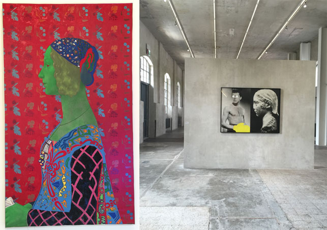 From left: Martial Raysse. Japan. 1964. Installation view from Martial Raysse, Palazzo Grassi, March 12–November 11, 2015; John Baldessari. Box (Blind Fate and Culture). 1987. Installation view from In Part, Prada Foundation, Milan, May 9–October 31, 2015. Photos: Heidi Hirschl