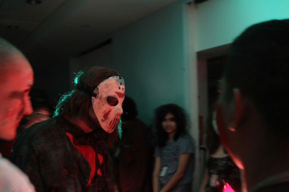 A costume contest gets a visit from guest-judge Jason Voorhees. Photo: Kaitlyn Stubbs