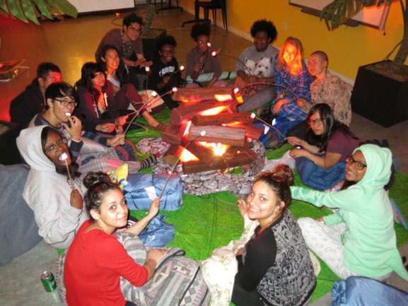 The campfire and marshmallow roast in the MoMA Teen studio space. Photo: Jaimie Warren