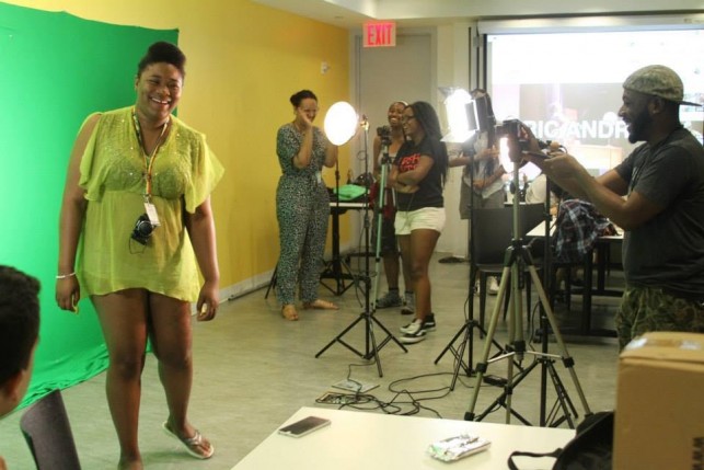 Loosening up with green screen photography in Sight + Sound Lab. Photo by Kaitlyn Stubbs.