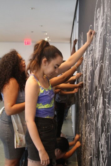 Automatic drawing in the Surreal World exhibition space. Photo by Kaitlyn Stubbs