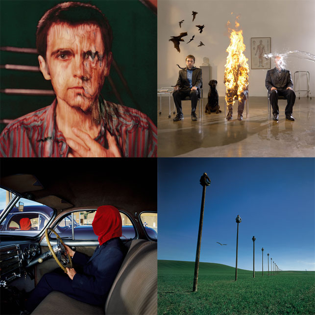 Clockwise, from top left, Thorgerson's cover designs for Peter Gabriel, Peter Gabriel ("Melt"). 1980; Biffy Clyro, Saturday Superhouse. 2007; Gentlemen Without Weapons, Transmissions. 1990; The Mars Volta, Frances the Mule. 2005. Images courtesy Roddy Bogawa and StormStudios