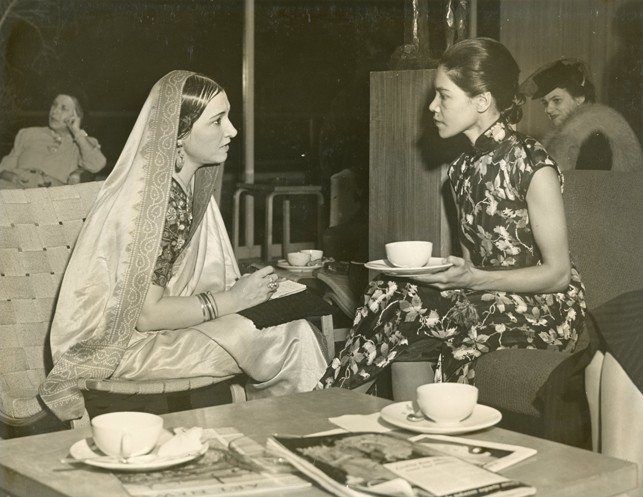 Left to right: Ragini Devi and Si-Lan-Chen at Dance Archives Tea, October 22, 1940, from the exhibition album, "Forty Years of the American Dance" {alternate title used in Museum Press Release: "American Dancing and the Denishawns"} October 23, 1940 through November 19, 1940