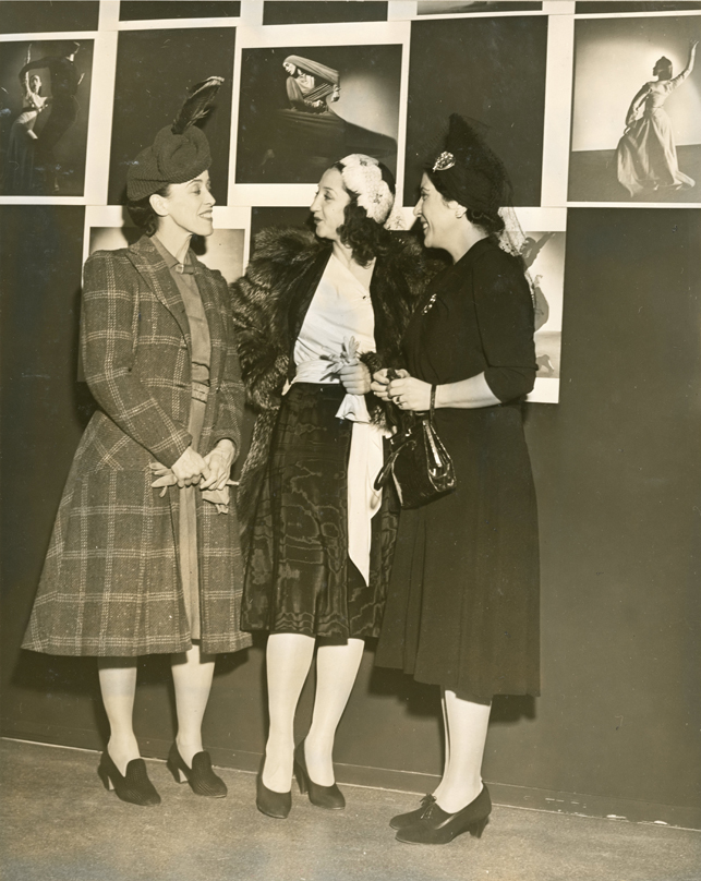 Left to right: Martha Graham, La Argentinita ("leading Spanish Dancer"), Alexandra Danilova ("star of Ballet Russe") at the opening of the exhibition, "Forty Years of the American Dance," October 22, 1940 {alternate title used in Museum Press Release: "American Dancing and the Denishawns"} October 23, 1940 through November 19, 1940
