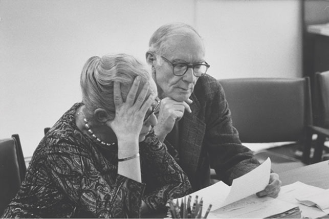 Margaret Scolari Barr with Alfred H. Barr, Jr., January 7, 1971. Photograph by Gjon Mili.  Margaret Scolari Barr Papers, V.9*. The Museum of Modern Art Archives 