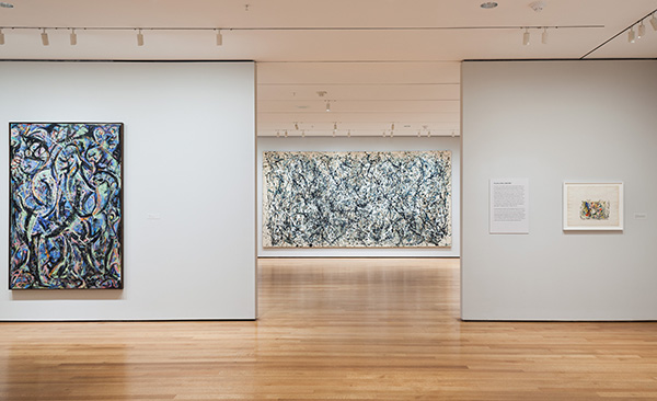 Installation view of Jackson Pollock: A Collection Survey, 1934–1954 at The Museum of Modern Art, New York (November 22, 2015–March 13, 2016). Photo: Thomas Griesel. © 2015 The Museum of Modern Art, New York