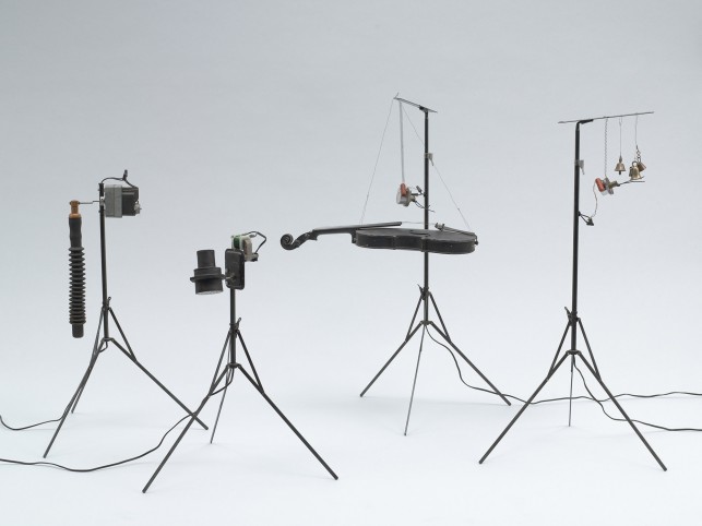 Joe Jones and George Maciunas. Mechanical Flux Orchestra. c. 1964–72. Painted metal, wood, rubber, found objects, electronic components. Publisher: Fluxus, [New York]. The Museum of Modern Art, New York. The Gilbert and Lila Silverman Fluxus Collection Gift, 2008