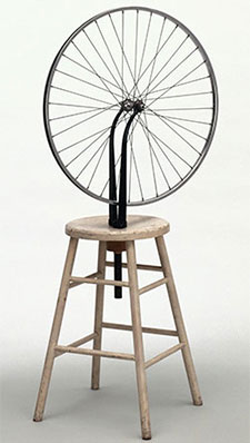 Marcel Duchamp. Bicycle Wheel. New York, 1951 (third version, after lost original of 1913). Metal wheel mounted on painted wood stool. The Museum of Modern Art, New York. The Sidney and Harriet Janis Collection. © 2016 Artists Rights Society (ARS), New York/ADAGP, Paris/Estate of Marcel Duchamp