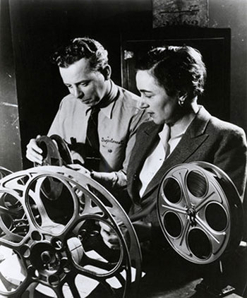 Iris Barry with projectionist Artie Steiger