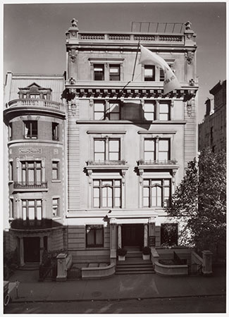 "In May 1932 The Museum, which had outgrown its modest quarters on Fifth Avenue, opened its new home at 11 West 53rd Street, in a six-story house owned by John D. Rockefeller, Jr. It contained four floors of galleries. The Museum remained there until 1937, when the site was cleared for the present building." Facade of The Museum of Modern Art, New York. 1937. Photographic Archive, The Museum of Modern Art Archives, New York