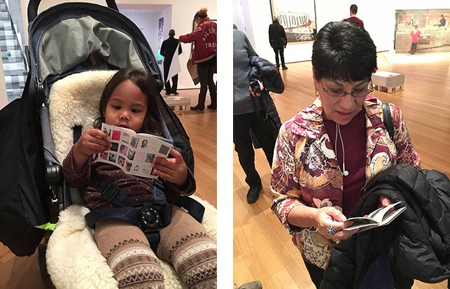 MoMA visitors look at their new mini zines. December 8, 2015. Photos: Pau Wau Publications