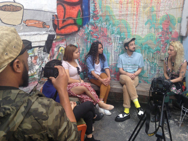 Interviewing Nyssa Frank of the Living Gallery in Brooklyn (Jonathan Santos, second from right)