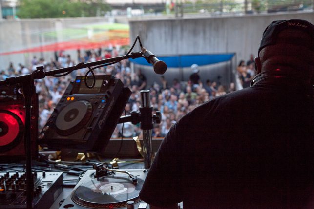 DJ Premier performs at MoMA PS1’s Warm Up on June 11, 2016.  Image courtesy of MoMA PS1.  Photo: Derek Shultz