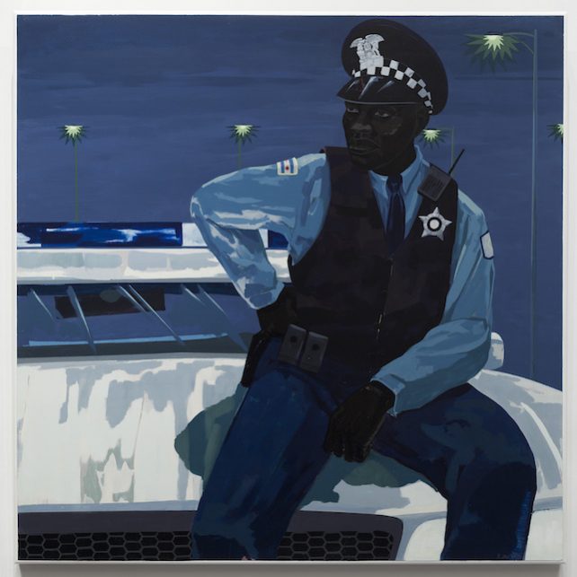 Kerry James Marshall. Untitled (policeman). 2015. Synthetic polymer paint on PVC panel with plexi frame, 60 × 60" (152.4 × 152.4 cm). The Museum of Modern Art, New York. Gift of Mimi Haas in honor of Marie-Josée Kravis.