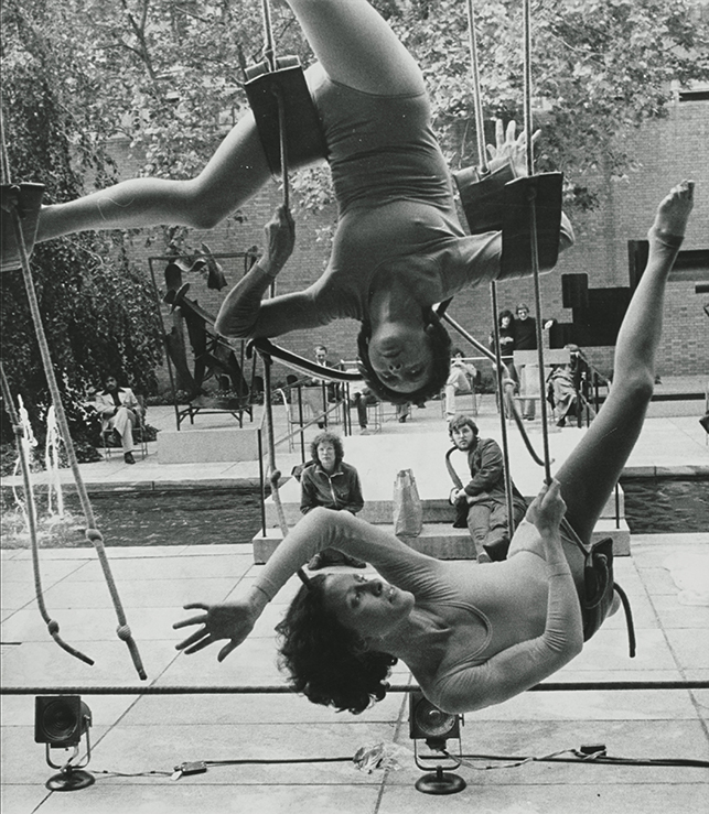 View of the peformance, Multigravitational Experiment Group. Summergarden Program,  May 31 and June 1, 1974. Museum-Related Photographs, 107. The Museum of Modern Art Archives, New York